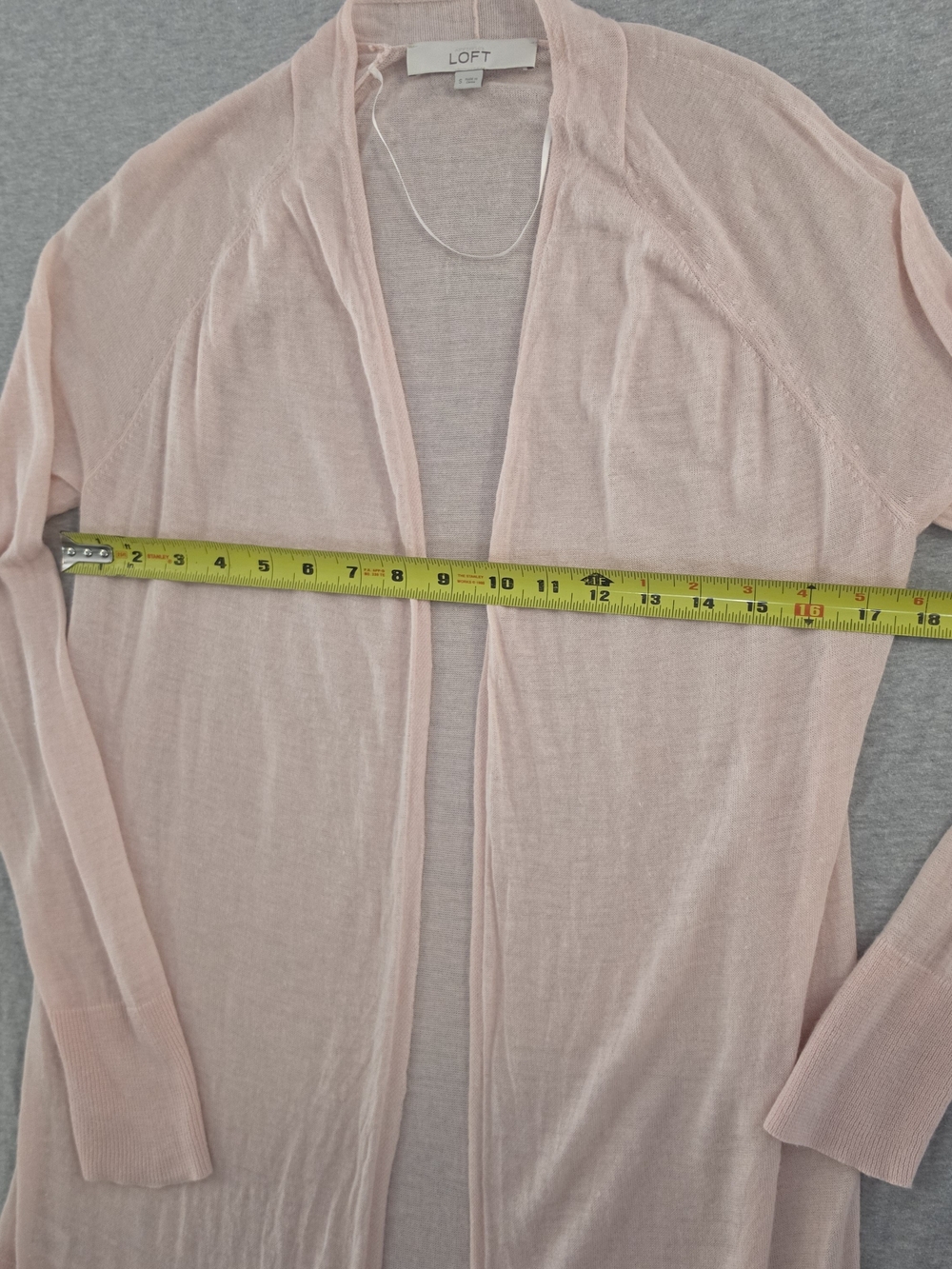 LOFT Light Pink Open-Front Long Cardigan - Picture 6 of 7